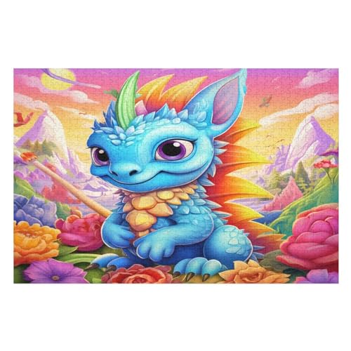 Dinosaurier Puzzle Für Erwachsene 1000 Teile Premium 100% Recyceltes Brett Zum Lernen, Lernspielzeug, Familienspiele Kinder Holzpuzzle （75×50cm） von AAPZY