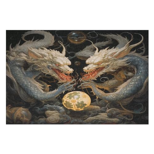 Drache Holzpuzzle 1000 Teile Klassische Puzzles Erwachsene Kinder Puzzle DIY Kit Holzspielzeug Einzigartiges Geschenk Moderne Wohnkultur （75×50cm） von AAPZY