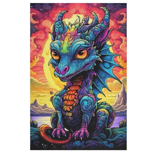 Drache Holzpuzzle 1000 Teile Klassische Puzzles Erwachsene Kinder Puzzle DIY Kit Holzspielzeug Einzigartiges Geschenk Moderne Wohnkultur （78×53cm） von AAPZY