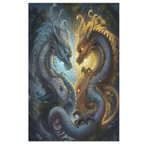 Drache Puzzles 1000 Teile Erwachsener Kniffel Spaß Für Die Ganze Familie - 1000 Puzzleteilige Motive, Holzpuzzle Kinder Erwachsene, Impossible Puzzle Schwer （78×53cm） von AAPZY