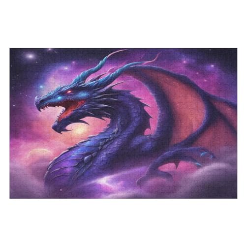 Drachen Holzpuzzle Erwachsene - 1000 Teiliges Jigsaw Knobelspiel - Puzzle Für Erwachsene & Kinder - Outdoor & Reisespielzeug - Geduldspiel （75×50cm） von AAPZY