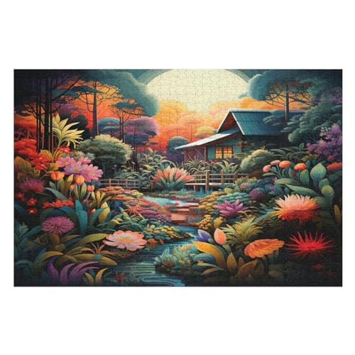 Dschungelhütte-Puzzle Für Erwachsene, 1000-teilige Puzzles Für Teenager Und Kinder, Kreative Puzzles Für Die Familie, Herausfordernde Spiele, Spielzeug, Geschenke （75×50cm） von AAPZY