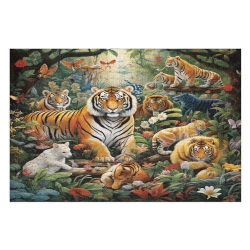 Dschungeltiere Puzzle Für Erwachsene 1000 Teile Premium 100% Recyceltes Brett Zum Lernen, Lernspielzeug, Familienspiele Kinder Holzpuzzle （75×50cm） von AAPZY