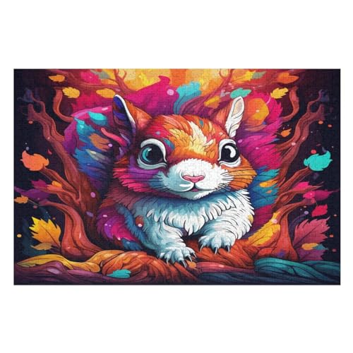 Eichhörnchen Holzpuzzle Erwachsene - 1000 Teiliges Jigsaw Knobelspiel - Puzzle Für Erwachsene & Kinder - Outdoor & Reisespielzeug - Geduldspiel （75×50cm） von AAPZY