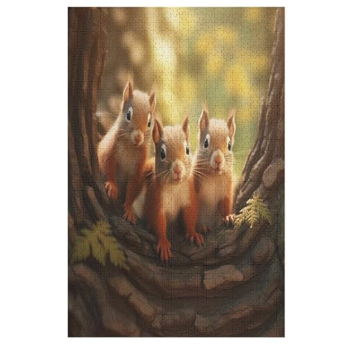 Eichhörnchen -Puzzle, 1000 Teile,Holzpuzzle Für Erwachsene Kinder, Lustiges Spielzeug, Denkspiel, Spielzeug, Bildungsspiel, Herausforderung, Pädagogisch, （78×53cm） von AAPZY