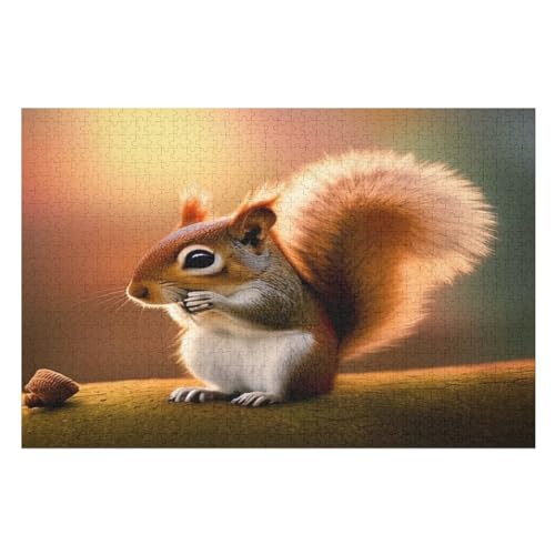 Eichhörnchen Puzzle 1000 Teile, Holzpuzzle Für Erwachsene, Impossible Puzzle, Geschicklichkeitsspiel Für Die Ganze Familie, Puzzle Farbenfrohes Legespiel Kinder Puzzles （75×50cm） von AAPZY