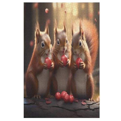 Eichhörnchen Puzzle Für Erwachsene 1000 Teile Premium 100% Recyceltes Brett Zum Lernen, Lernspielzeug, Familienspiele Kinder Holzpuzzle （78×53cm） von AAPZY