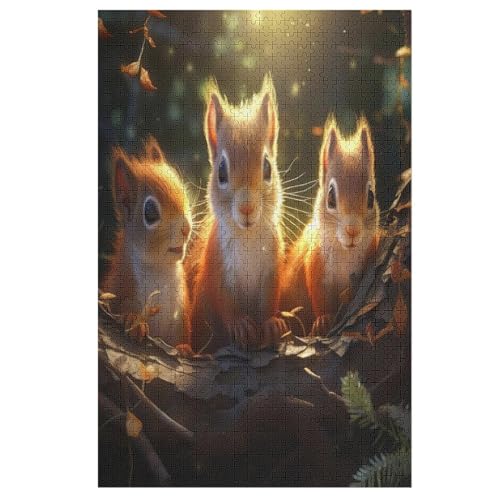 Eichhörnchen Puzzle Für Erwachsene 1000 Teile Premium 100% Recyceltes Brett Zum Lernen, Lernspielzeug, Familienspiele Kinder Holzpuzzle （78×53cm） von AAPZY