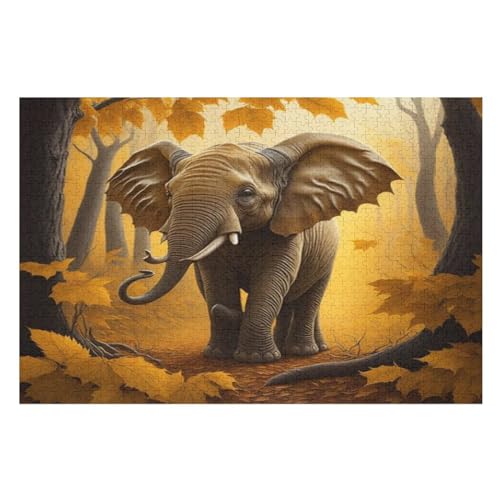 Elefant 1000 Teile Premium-Puzzles Für Erwachsene Kinder- Holzpuzzles Spaß Und Lernspiele - Perfekte Puzzle-Geschenke （75×50cm） von AAPZY