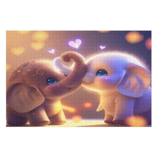 Elefant Holzpuzzle Erwachsene - 1000 Teiliges Jigsaw Knobelspiel - Puzzle Für Erwachsene & Kinder - Outdoor & Reisespielzeug - Geduldspiel （75×50cm） von AAPZY