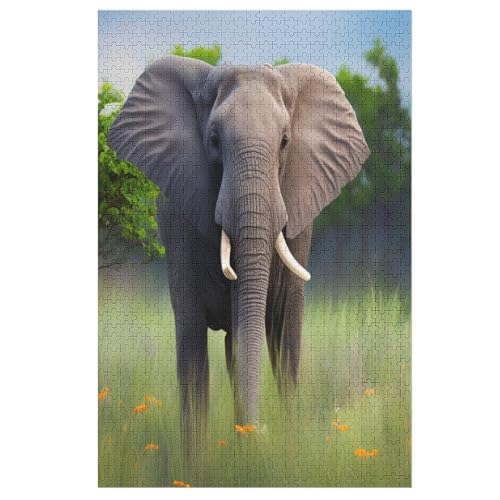 Elefant -Puzzle, 1000 Teile,Holzpuzzle Für Erwachsene Kinder, Lustiges Spielzeug, Denkspiel, Spielzeug, Bildungsspiel, Herausforderung, Pädagogisch, （78×53cm） von AAPZY