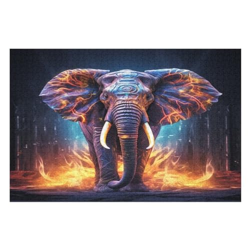 Elefant – Puzzle 1000 Teile, Holzpuzzle, Herausforderndes Geschicklichkeitsspiel Für Die Ganze Familie, Kinder Erwachsenenpuzzle Ab 12 Jahren （75×50cm） von AAPZY