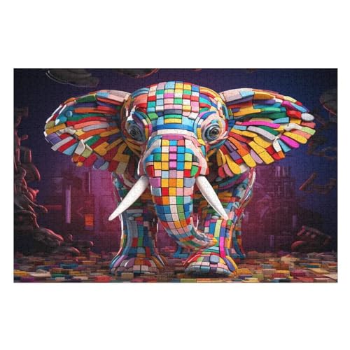 Elefant Puzzle Für Erwachsene,1000-teiliges Puzzle,Puzzle Für Erwachsene Und Kinder,Holzpuzzle,Lernspielzeug, （75×50cm） von AAPZY