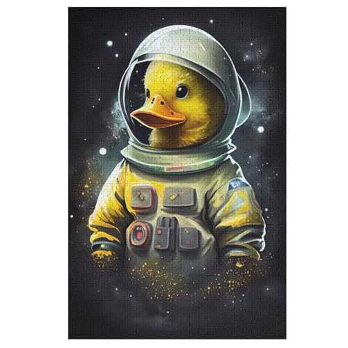 Ente Astronaut Holzpuzzle Erwachsene - 1000 Teiliges Jigsaw Knobelspiel - Puzzle Für Erwachsene & Kinder - Outdoor & Reisespielzeug - Geduldspiel （78×53cm） von AAPZY