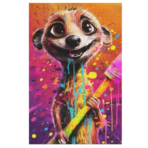 Erdmännchen -Puzzle, 1000 Teile,Holzpuzzle Für Erwachsene Kinder, Lustiges Spielzeug, Denkspiel, Spielzeug, Bildungsspiel, Herausforderung, Pädagogisch, （78×53cm） von AAPZY
