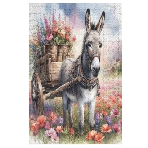 Esel Puzzle Für Erwachsene 1000 Teile Premium 100% Recyceltes Brett Zum Lernen, Lernspielzeug, Familienspiele Kinder Holzpuzzle （78×53cm） von AAPZY