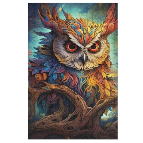 Eule 1000 Teile Premium-Puzzles Für Erwachsene Kinder- Holzpuzzles Spaß Und Lernspiele - Perfekte Puzzle-Geschenke （78×53cm） von AAPZY