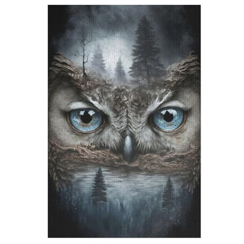 Eule 1000 Teile Puzzles, Wood Craft, Hochwertiges Modernes Puzzle, DIY, Für Erwachsene Und Kinder Ab 12 Jahren Holz, Puzzle 78×53cm von AAPZY
