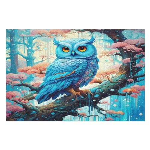 Eule Holzpuzzle 1000 Teile,Puzzles Für Erwachsene, Impossible Puzzle, Geschicklichkeitsspiel Für Die Ganze Familie,Home Dekoration Puzzle, Puzzle Kinder Legespiel （75×50cm） von AAPZY