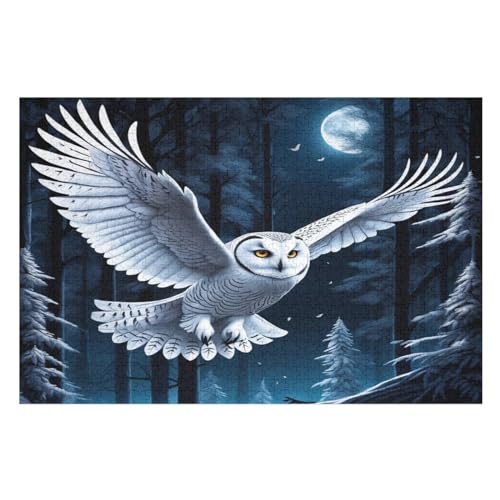 Eule Holzpuzzle 1000 Teile Klassische Puzzles Erwachsene Kinder Puzzle DIY Kit Holzspielzeug Einzigartiges Geschenk Moderne Wohnkultur （75×50cm） von AAPZY