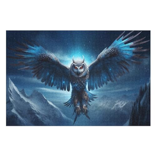Eule Holzpuzzle 1000 Teile Klassische Puzzles Erwachsene Kinder Puzzle DIY Kit Holzspielzeug Einzigartiges Geschenk Moderne Wohnkultur （75×50cm） von AAPZY