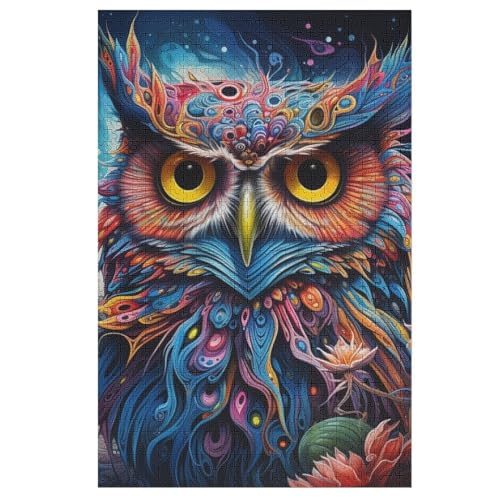Eule Holzpuzzle 1000 Teile Klassische Puzzles Erwachsene Kinder Puzzle DIY Kit Holzspielzeug Einzigartiges Geschenk Moderne Wohnkultur （78×53cm） von AAPZY