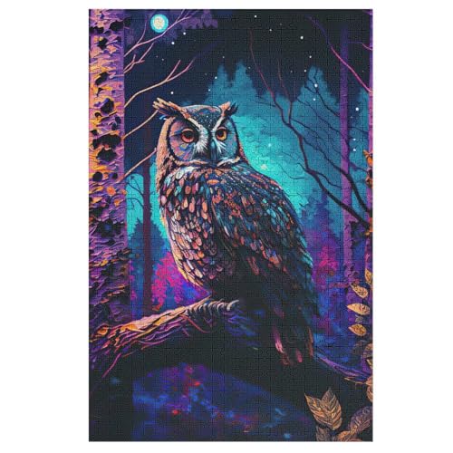 Eule -Puzzle, 1000 Teile,Holzpuzzle Für Erwachsene Kinder, Lustiges Spielzeug, Denkspiel, Spielzeug, Bildungsspiel, Herausforderung, Pädagogisch, （78×53cm） von AAPZY