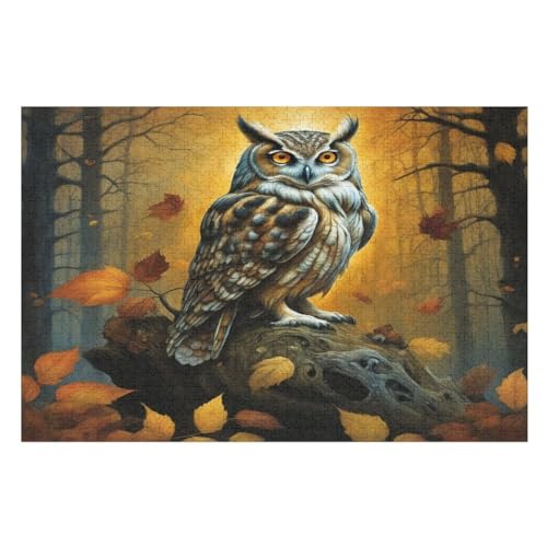 Eule Puzzle Für Erwachsene,1000-teiliges Puzzle,Puzzle Für Erwachsene Und Kinder,Holzpuzzle,Lernspielzeug, （75×50cm） von AAPZY