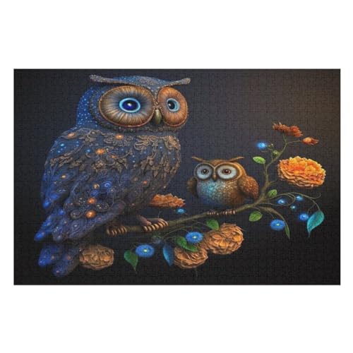 Eule Puzzles 1000 Teile Erwachsener Kniffel Spaß Für Die Ganze Familie - 1000 Puzzleteilige Motive, Holzpuzzle Kinder Erwachsene, Impossible Puzzle Schwer （75×50cm） von AAPZY
