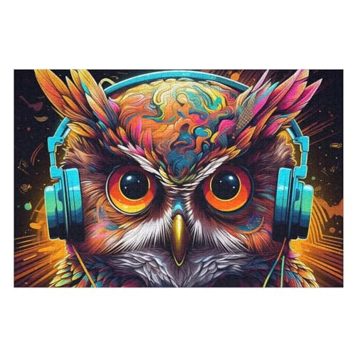 Eule Puzzles 1000 Teile Erwachsener Kniffel Spaß Für Die Ganze Familie - 1000 Puzzleteilige Motive, Holzpuzzle Kinder Erwachsene, Impossible Puzzle Schwer （75×50cm） von AAPZY