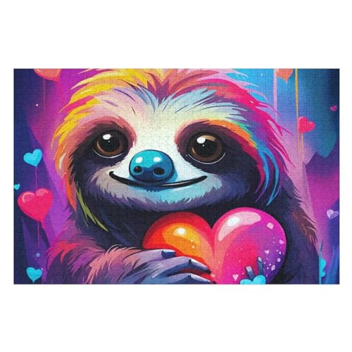 Faultier Holzpuzzle 1000 Teile Klassische Puzzles Erwachsene Kinder Puzzle DIY Kit Holzspielzeug Einzigartiges Geschenk Moderne Wohnkultur （75×50cm） von AAPZY