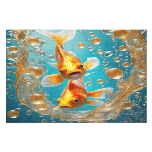 Fisch 1000 Teile Puzzle, Holzpuzzle, Puzzles Für Erwachsene Kinder, 1000 Teile Puzzle Für Jugendliche & Erwachsene Lernspiel Herausforderungsspielzeug （75×50cm） von AAPZY
