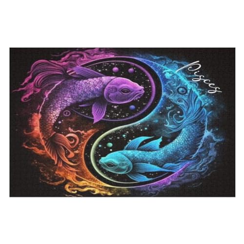 Fisch Holzpuzzle 1000 Teile Klassische Puzzles Erwachsene Kinder Puzzle DIY Kit Holzspielzeug Einzigartiges Geschenk Moderne Wohnkultur （75×50cm） von AAPZY