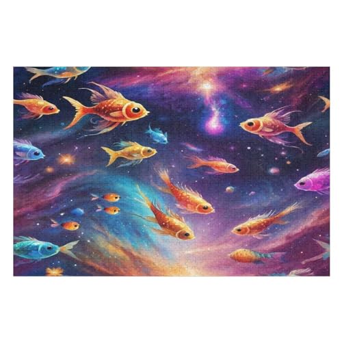 Fisch Puzzle Für Erwachsene 1000 Teile Premium 100% Recyceltes Brett Zum Lernen, Lernspielzeug, Familienspiele Kinder Holzpuzzle （75×50cm） von AAPZY