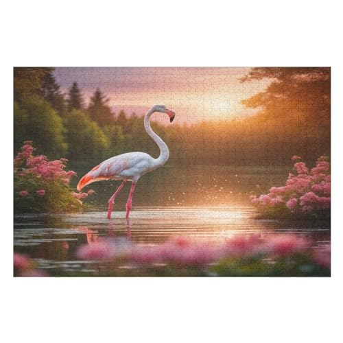 Flamingo Holzpuzzle 1000 Teile Klassische Puzzles Erwachsene Kinder Puzzle DIY Kit Holzspielzeug Einzigartiges Geschenk Moderne Wohnkultur （75×50cm） von AAPZY