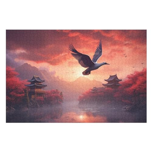 Flamingo Holzpuzzle 1000 Teile Klassische Puzzles Erwachsene Kinder Puzzle DIY Kit Holzspielzeug Einzigartiges Geschenk Moderne Wohnkultur （75×50cm） von AAPZY