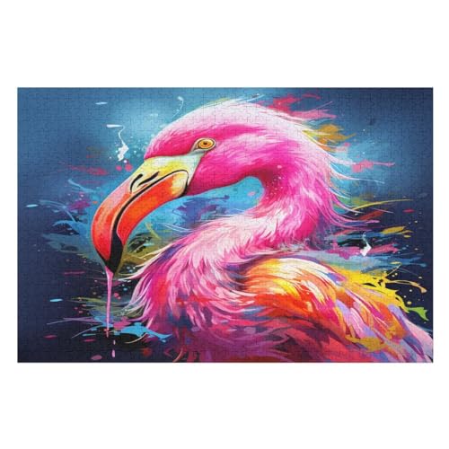 Flamingo -Puzzle, 1000 Teile,Holzpuzzle Für Erwachsene Kinder, Lustiges Spielzeug, Denkspiel, Spielzeug, Bildungsspiel, Herausforderung, Pädagogisch, （75×50cm） von AAPZY