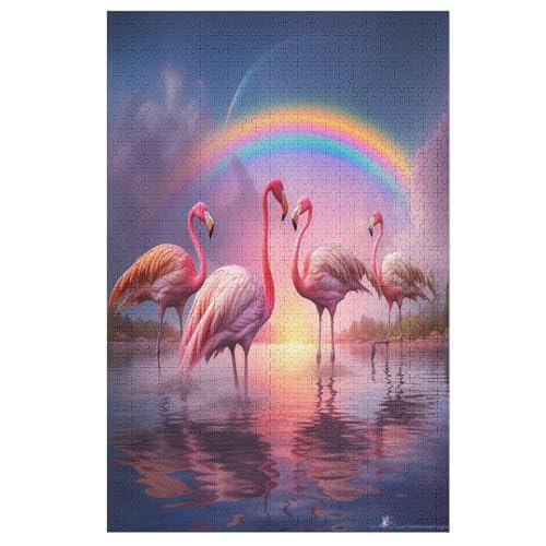Flamingo Puzzles 1000 Teile Erwachsener Kniffel Spaß Für Die Ganze Familie - 1000 Puzzleteilige Motive, Holzpuzzle Kinder Erwachsene, Impossible Puzzle Schwer （78×53cm） von AAPZY