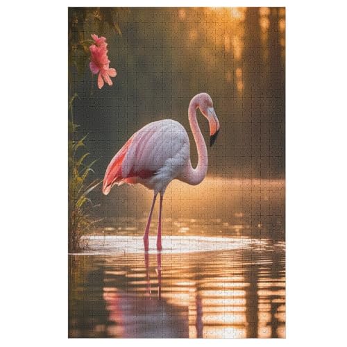 Flamingo-Puzzlespiel Aus Holz, 1000 Puzzleteile, Kreatives Puzzle Für Teenager Und Erwachsene, Kreatives Spielzeug, Puzzles, （78×53cm） von AAPZY