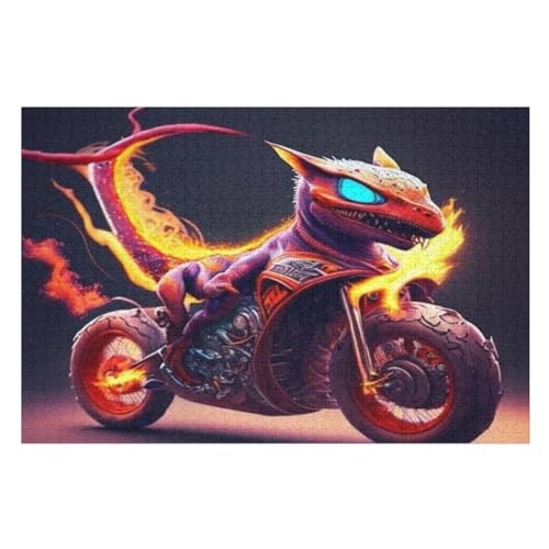 Flammenmotorrad Holzpuzzle 1000 Teile Klassische Puzzles Erwachsene Kinder Puzzle DIY Kit Holzspielzeug Einzigartiges Geschenk Moderne Wohnkultur （75×50cm） von AAPZY