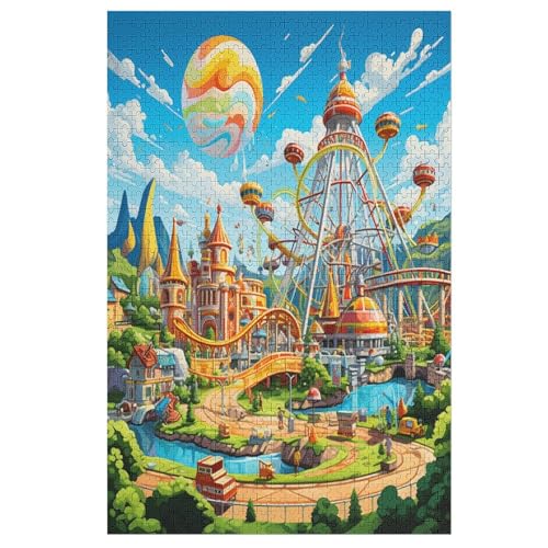 Freizeitparks -Puzzle, 1000 Teile,Holzpuzzle Für Erwachsene Kinder, Lustiges Spielzeug, Denkspiel, Spielzeug, Bildungsspiel, Herausforderung, Pädagogisch, （78×53cm） von AAPZY