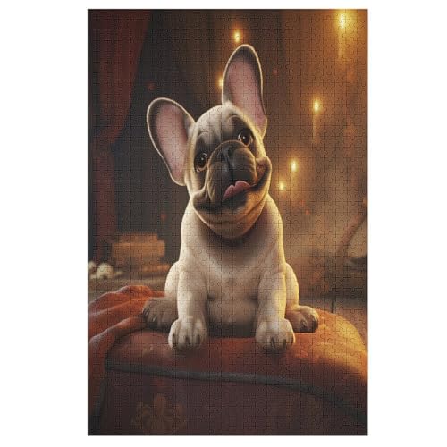 French BullHund Holzpuzzle 1000 Teile Klassische Puzzles Erwachsene Kinder Puzzle DIY Kit Holzspielzeug Einzigartiges Geschenk Moderne Wohnkultur （78×53cm） von AAPZY