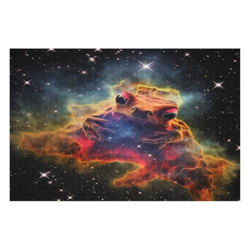 Frosch Holzpuzzle 1000 Teile Klassische Puzzles Erwachsene Kinder Puzzle DIY Kit Holzspielzeug Einzigartiges Geschenk Moderne Wohnkultur （75×50cm） von AAPZY