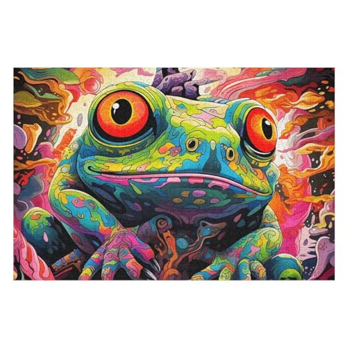 Frosch Holzpuzzle 1000 Teile Klassische Puzzles Erwachsene Kinder Puzzle DIY Kit Holzspielzeug Einzigartiges Geschenk Moderne Wohnkultur （75×50cm） von AAPZY