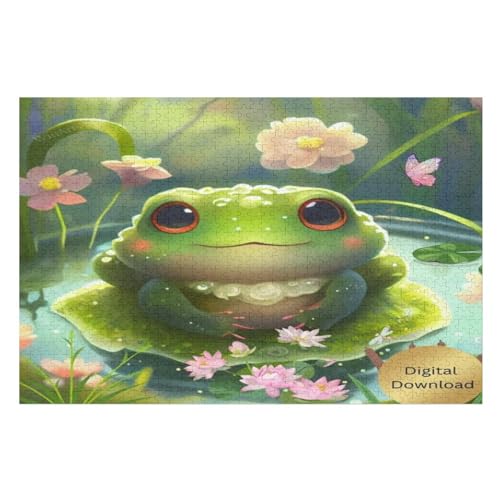 Frosch Holzpuzzle 1000 Teile Klassische Puzzles Erwachsene Kinder Puzzle DIY Kit Holzspielzeug Einzigartiges Geschenk Moderne Wohnkultur （75×50cm） von AAPZY