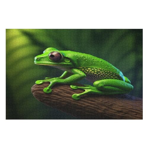 Frosch Holzpuzzle 1000 Teile Klassische Puzzles Erwachsene Kinder Puzzle DIY Kit Holzspielzeug Einzigartiges Geschenk Moderne Wohnkultur （75×50cm） von AAPZY
