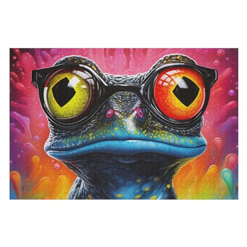 Frosch-Puzzlespiel Aus Holz, 1000 Puzzleteile, Kreatives Puzzle Für Teenager Und Erwachsene, Kreatives Spielzeug, Puzzles, （75×50cm） von AAPZY