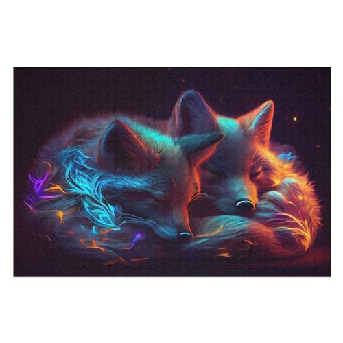 Fuchs Holzpuzzle 1000 Teile Klassische Puzzles Erwachsene Kinder Puzzle DIY Kit Holzspielzeug Einzigartiges Geschenk Moderne Wohnkultur （75×50cm） von AAPZY