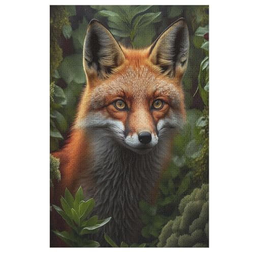 Fuchs -Puzzle, 1000 Teile,Holzpuzzle Für Erwachsene Kinder, Lustiges Spielzeug, Denkspiel, Spielzeug, Bildungsspiel, Herausforderung, Pädagogisch, （78×53cm） von AAPZY