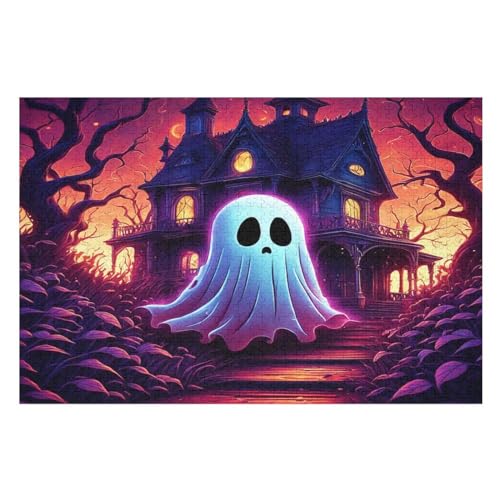 Für Erwachsene 1000-Teiliges Halloween Geist -Puzzle, Holzbrett-Puzzle, Puzzle Für Kinder, Geschenke, （75×50cm） von AAPZY